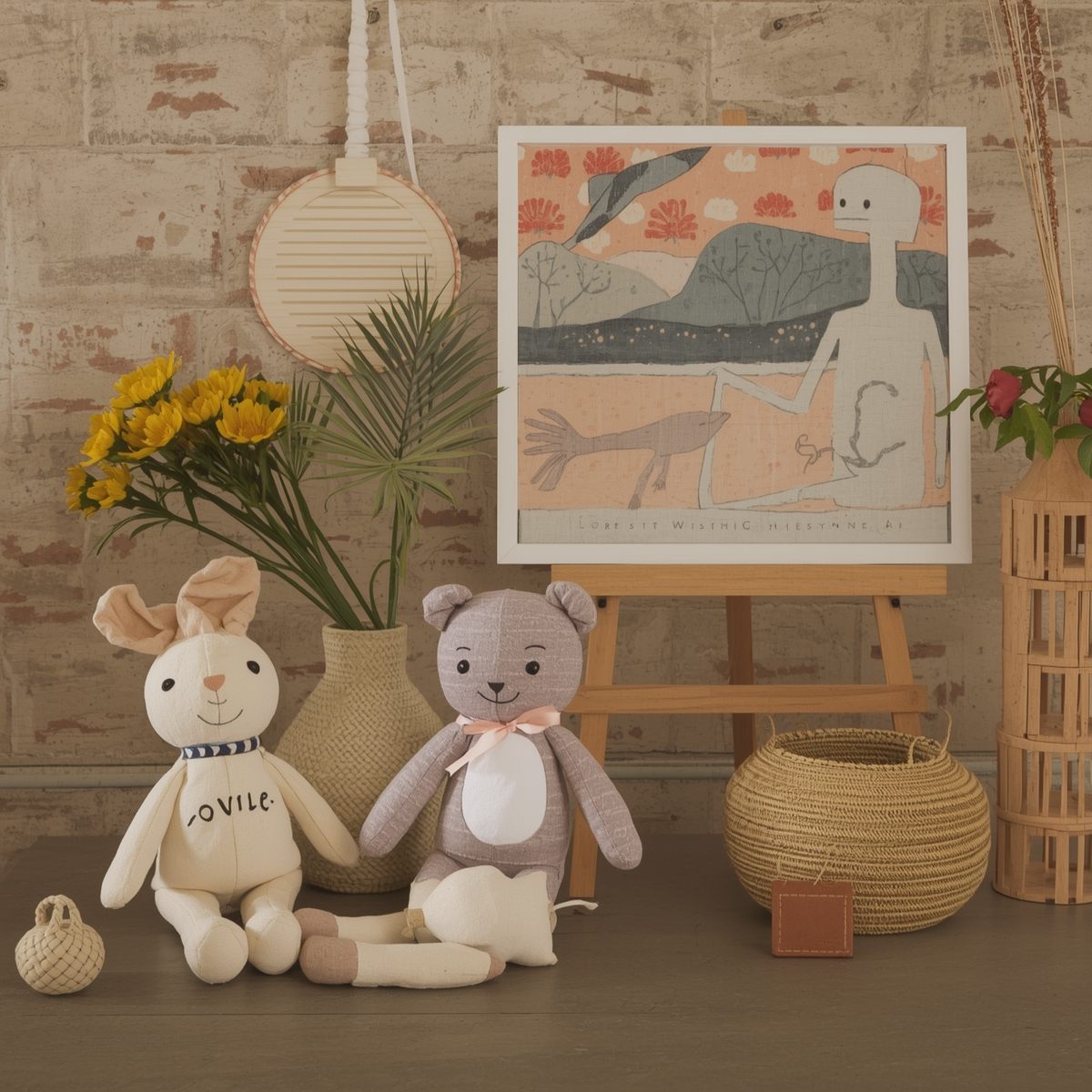 Natural fiber toys and handmade playthings